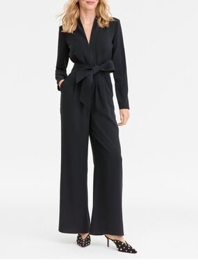 I.N.C. International Concepts Women's Long-Sleeve Tie-Belt Jumpsuit SIZE M